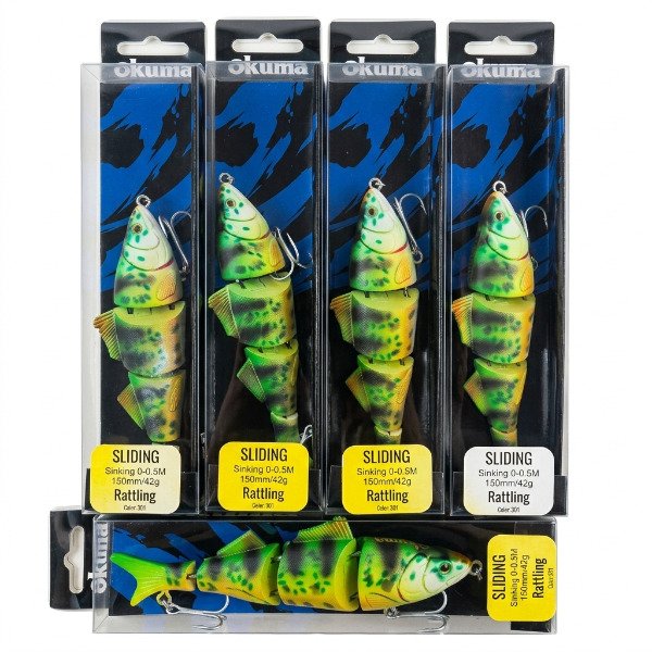 Producto - Señuelo Pez Okuma Sliding Articulado con Rattling 15cm 42gr Verde Amarillo - 3