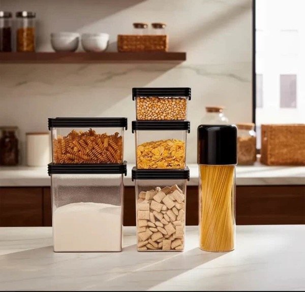 Producto - Combo de frascos acrilico tapa negra hermetica