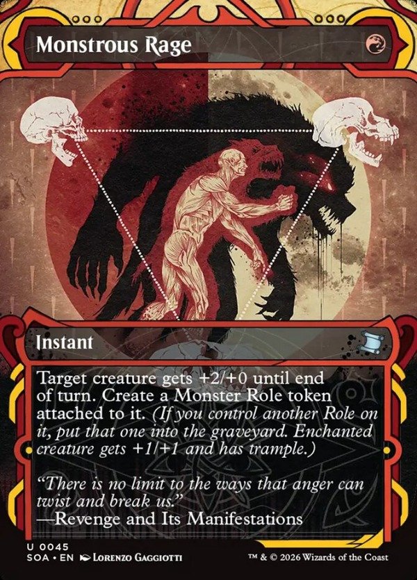 Producto - Monstrous Rage #45 Borderless Showcase  Secrets of Strixhaven Mystical Archive