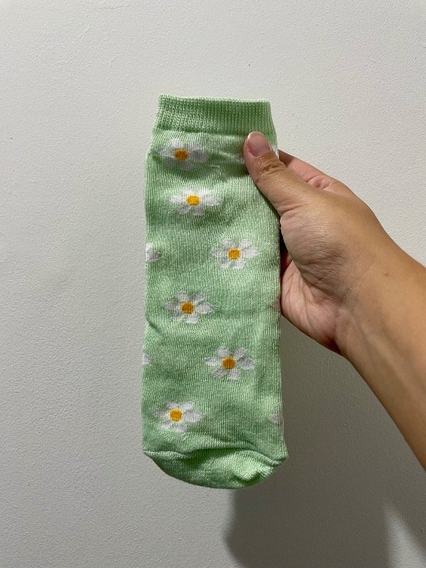 Producto - Soquete adulto florcitas verde