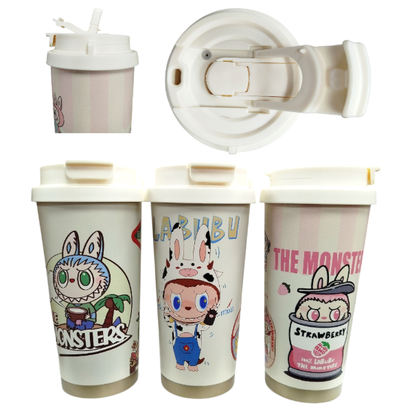 Producto - Vaso Térmico Acero Inoxidable 500ML Doble Pico Diseño Labubu 024C