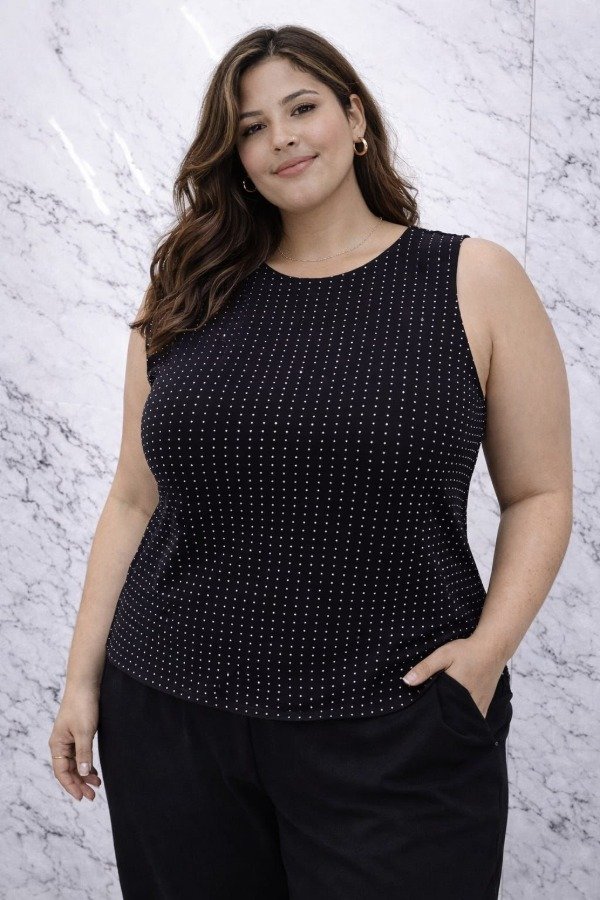 Producto - Musculosa microtul con piedras de strass holograma