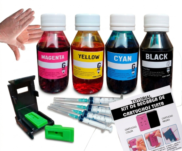 Producto - Kit para Recarga de cartuchos compatible con Hp 74 75 100ml por color - 0