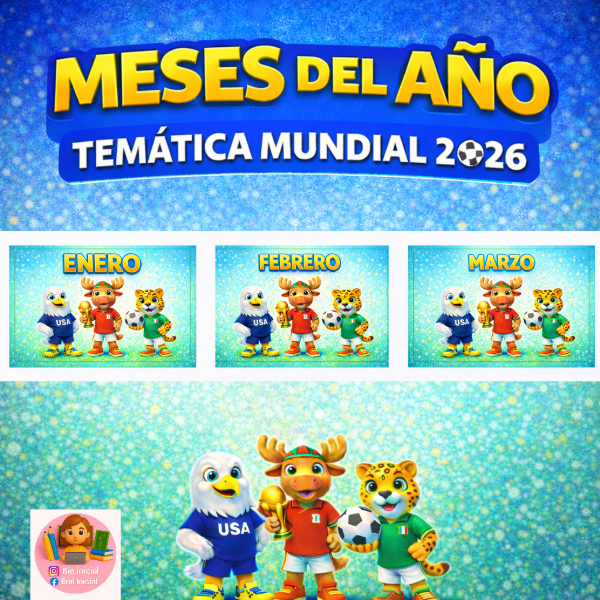 Producto - "KIT DECORATIVO - LOS MESES DEL AÑO CON TEMÁTICA DEL MUNDIAL 2026"