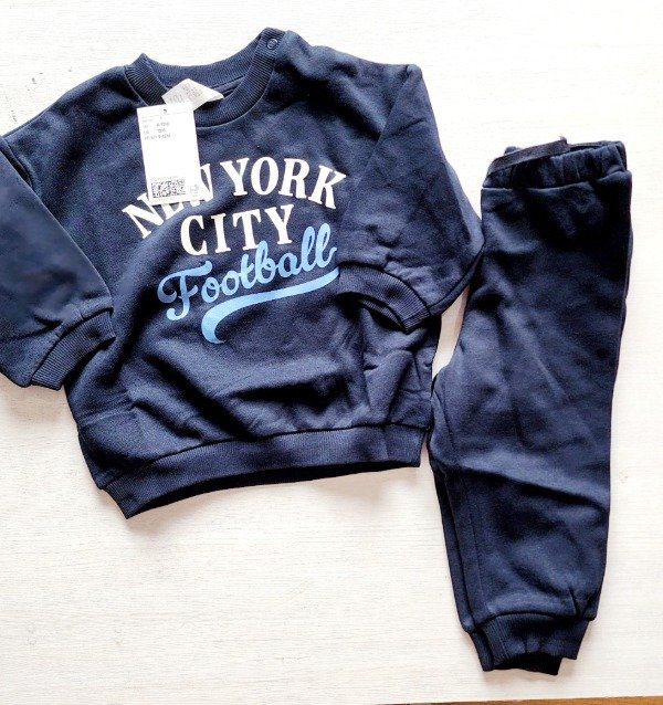 Producto - Conjunto buzo y pantalon con friza HyM talle  9/12 meses azul