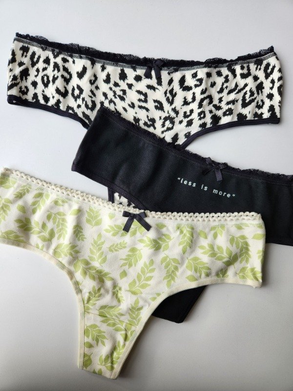 Producto - Pack x3 culotte less de algodón con puntilla - 5072