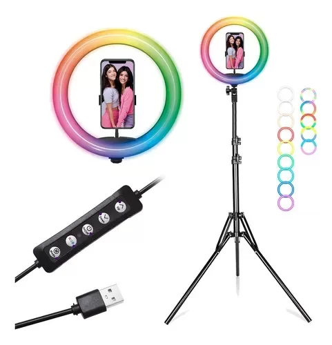 Producto - ARO DE LUZ RGB 26 cm CON TRIPODE 2.1 m