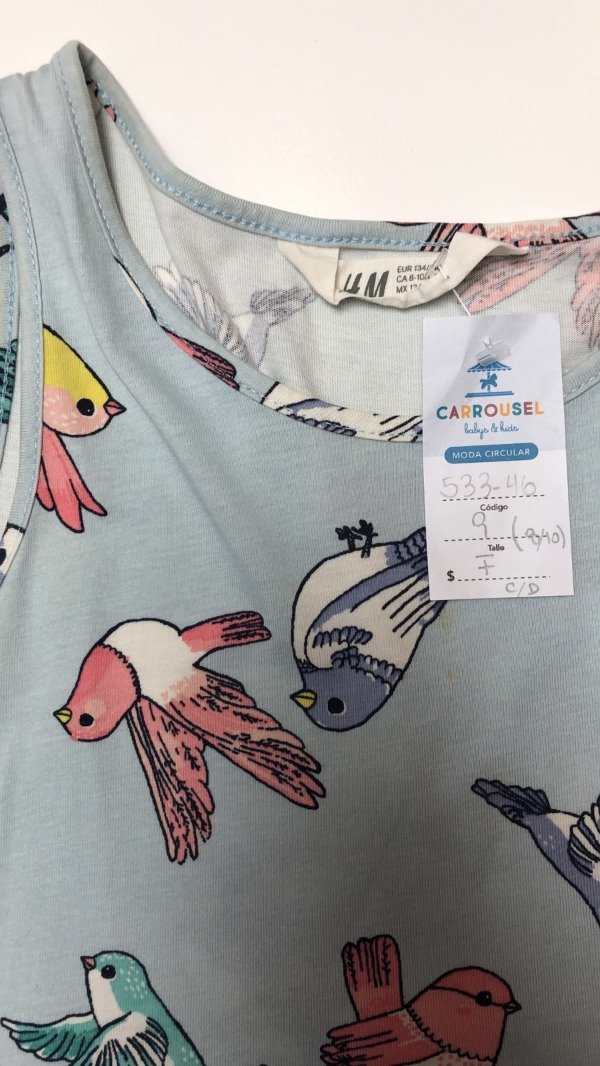 Producto - Vestido celeste con pajaros HyM 8 a 10 años (con detalle) - 4