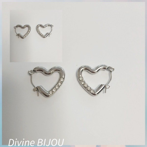 Producto - Aros corazones strass acero