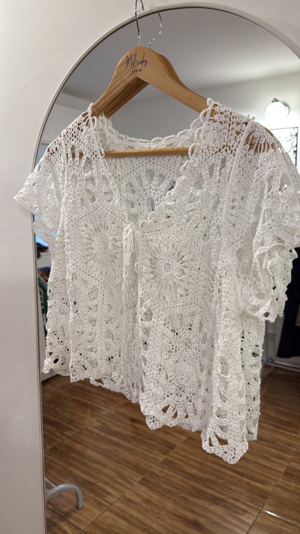 Producto - Saco Juana crochet blanco