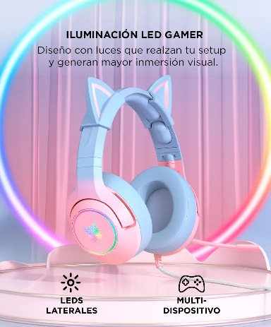 Producto - Auricular c/microfono -acolchados -gamer -3.5mm + usb -diseño de orejas De Gato - 4