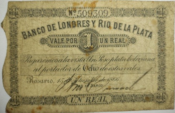 Producto - Santa Fé 1 real año 1866 - 1