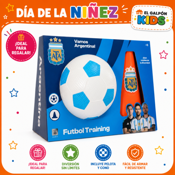 Producto - Juego De Futbol Licencia Afa Oficial Pelota+Cono En Caja Exhibidora 28Cmx20X12,5