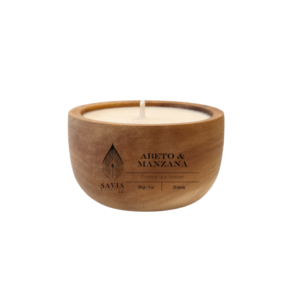 Producto - Vela Cuenco de Madera Abeto y manzana