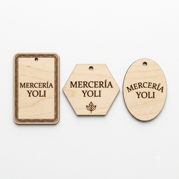 Producto - Etiquetas personalizadas en madera con grabado oscuro y diseño a elección - 1