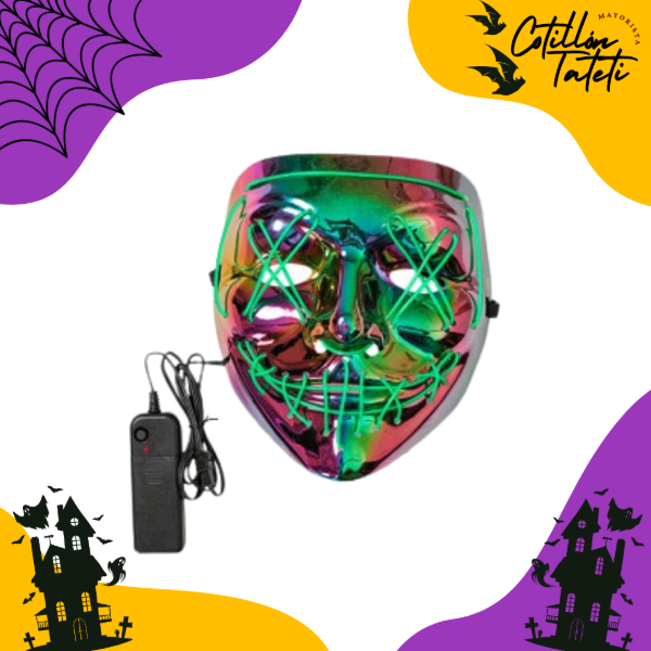 Producto - MÁSCARA PAYASO COSIDO IRIDISCENTE LED