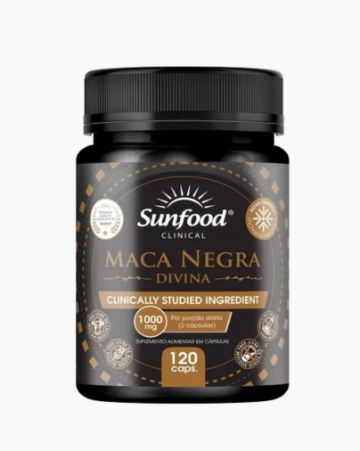Producto - Maca Negra Peruana Divina 1000mg Sunfood 120 Cápsulas Sin Sabor