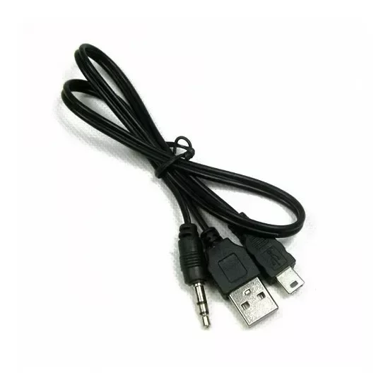 Producto - CABLE PARA PARLANTE 3 PUNTAS, MINI USB MACHO A USB + 3.5MM MACHO