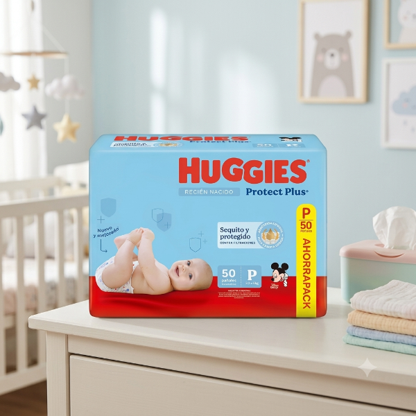 Producto - Huggies Protect Plus (celeste) P 50 unid