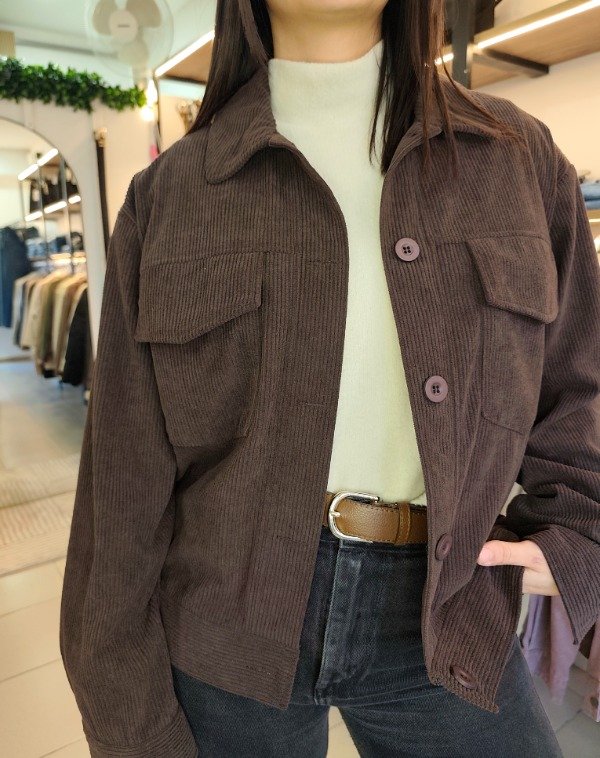 Producto - Camisaco corderoy - Verde Beige y Chocolate - 0