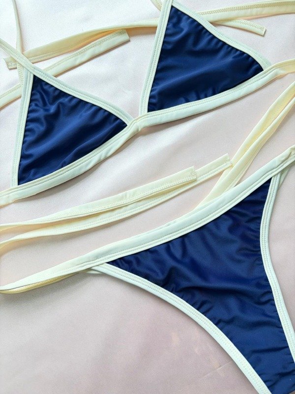 Producto - Bikini Azul Náutico con Marfil - 1