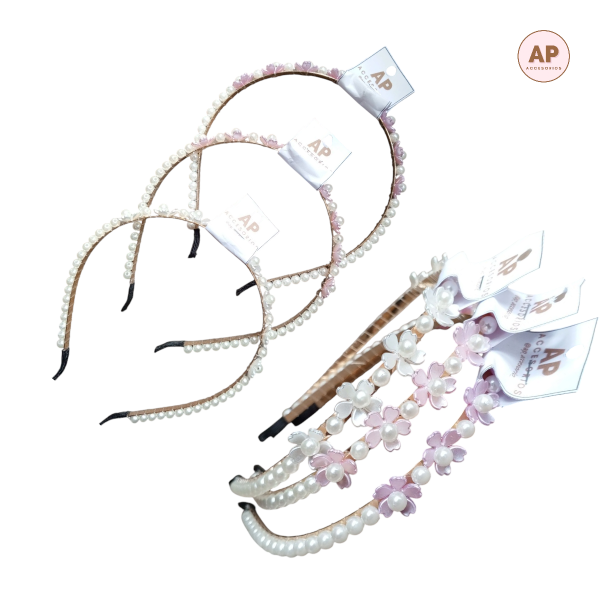 Producto - VINCHA CON PERLA Y FLORCITAS - AC2632