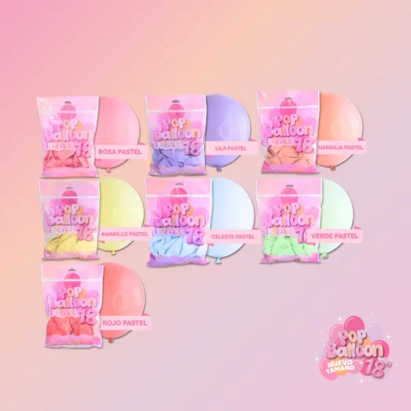 Producto - Globo Latex Estandar 18" - Pop Balloon X10 u