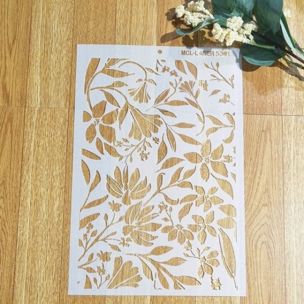 Producto - St 5301 de 20x30 Stencil fondo hojas y flores