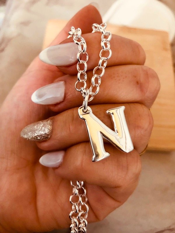 Producto - Inicial N inflada Plata 925 con sello 2x2cm