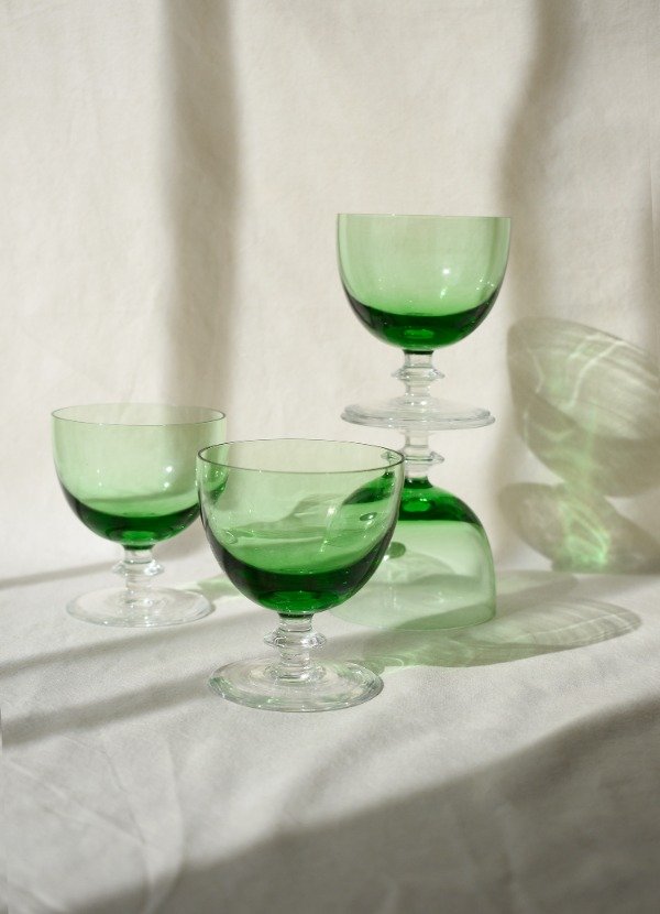 Producto - Set de cuatro copas de cristal verde - 0
