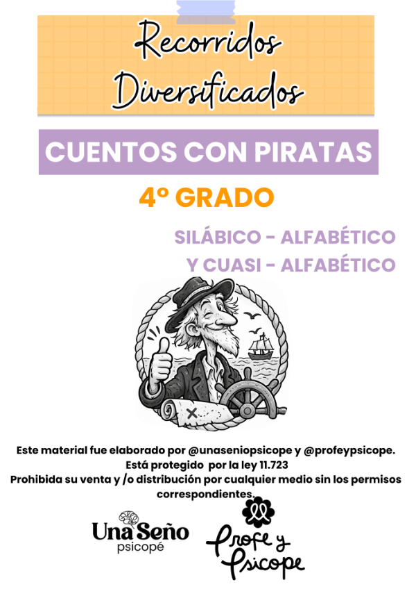 Producto - CUENTOS CON PIRATAS: Recorridos diversificados de alfabetización 3 niveles - 6
