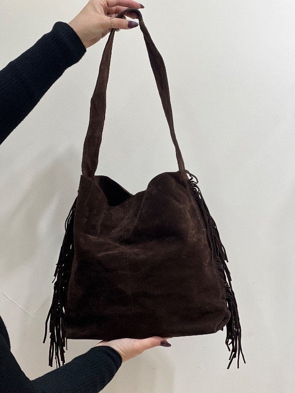 Producto - Bolso Gamuza Chocolate con flecos