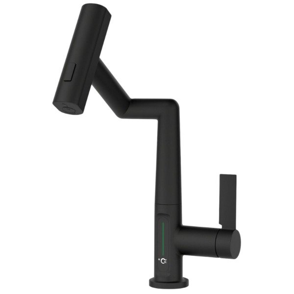 Producto - Grifo Sensor de temperatura Monocomando Canilla Para Cocina extensible Negro