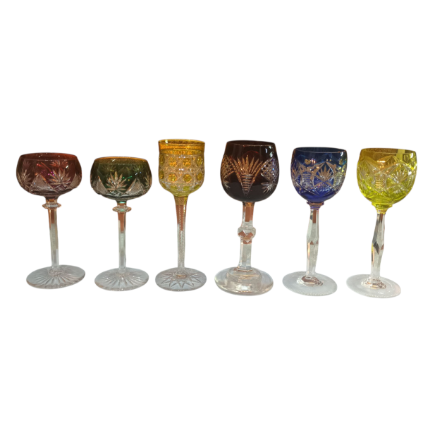 Producto - 6 copas de cristal diferentes colores y tamaños