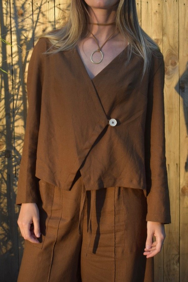 Producto - Blazer cruzado lino - Chocolate