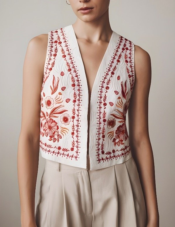 Producto - Chaleco sastrero bordado red