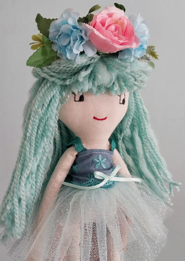 Producto - Puppet La Muñeca (Vestido Verde Agua con moño)