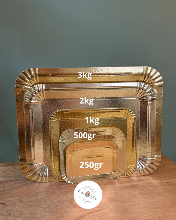 Producto - Bandeja Rectangular Cartón Dorado