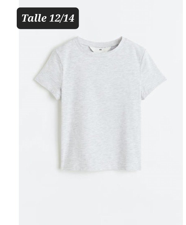 Remera manga corta HyM talle 12/14 gris