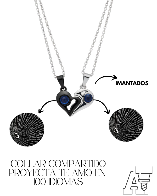 Producto - SET COLLARES MAGNETICOS PROYECTA TE AMO EN 100 IDIOMAS X2