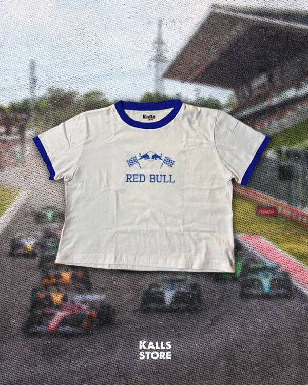 Baby tee azul Red bull banderas