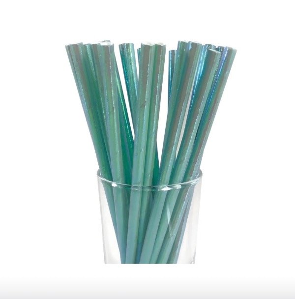 Producto - SORBETES DE POLIPAPEL IRIDISCENTES AQUA x24 unidades