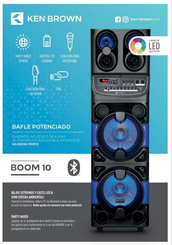 Producto - PARLANTE TORRE KEN BROM BOOM 10 40.000 PMPO 2X10" DOBLE WOOFER