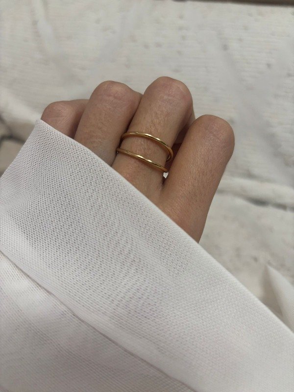 Producto - Anillo Doble Linea Acero Dorado