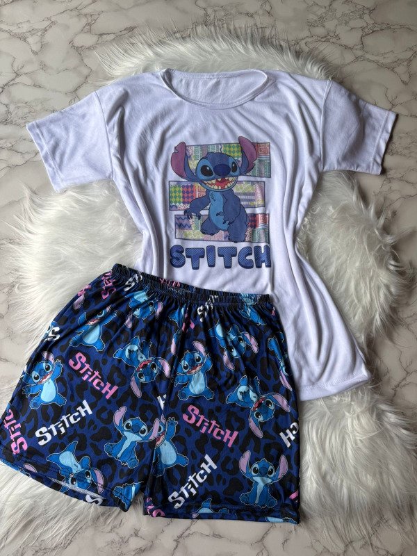 Producto - Pijama animado corto de modal soft c/ modal y lycra - Stitch Azul Oscuro