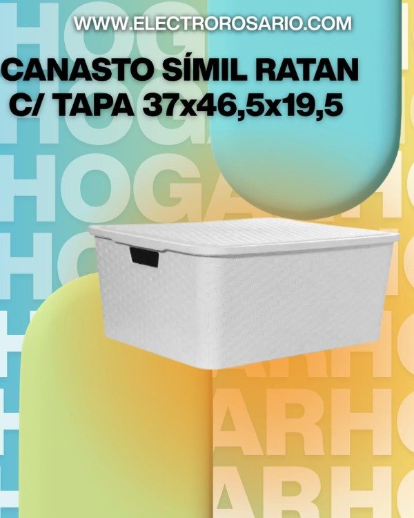 Producto - CANASTO SIMIL RATAN CON TAPA 37X46,5X19,5