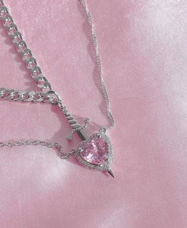 Producto - Collares Corazón y Daga (rosa)