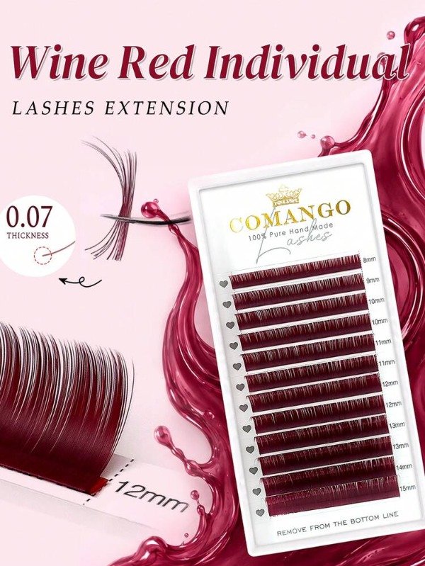 Producto - Extensiones Vino Tinto Borgoña 0.07 (12 lineas) MIX 8a15MM - 1