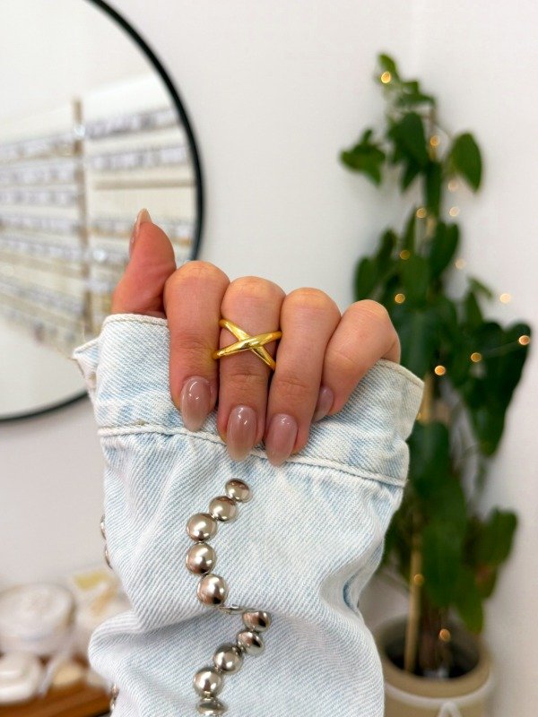 Producto - Anillo acero dorado x