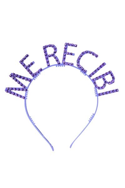 Producto - Vincha plastica con strass ME RECIBI color violeta